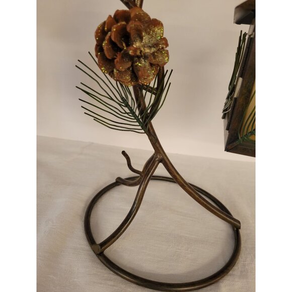 Rustic Pinecones Metal Pine Needles Lantern Tea Light Candle Holders Cabin Decor - Picture 8 of 14